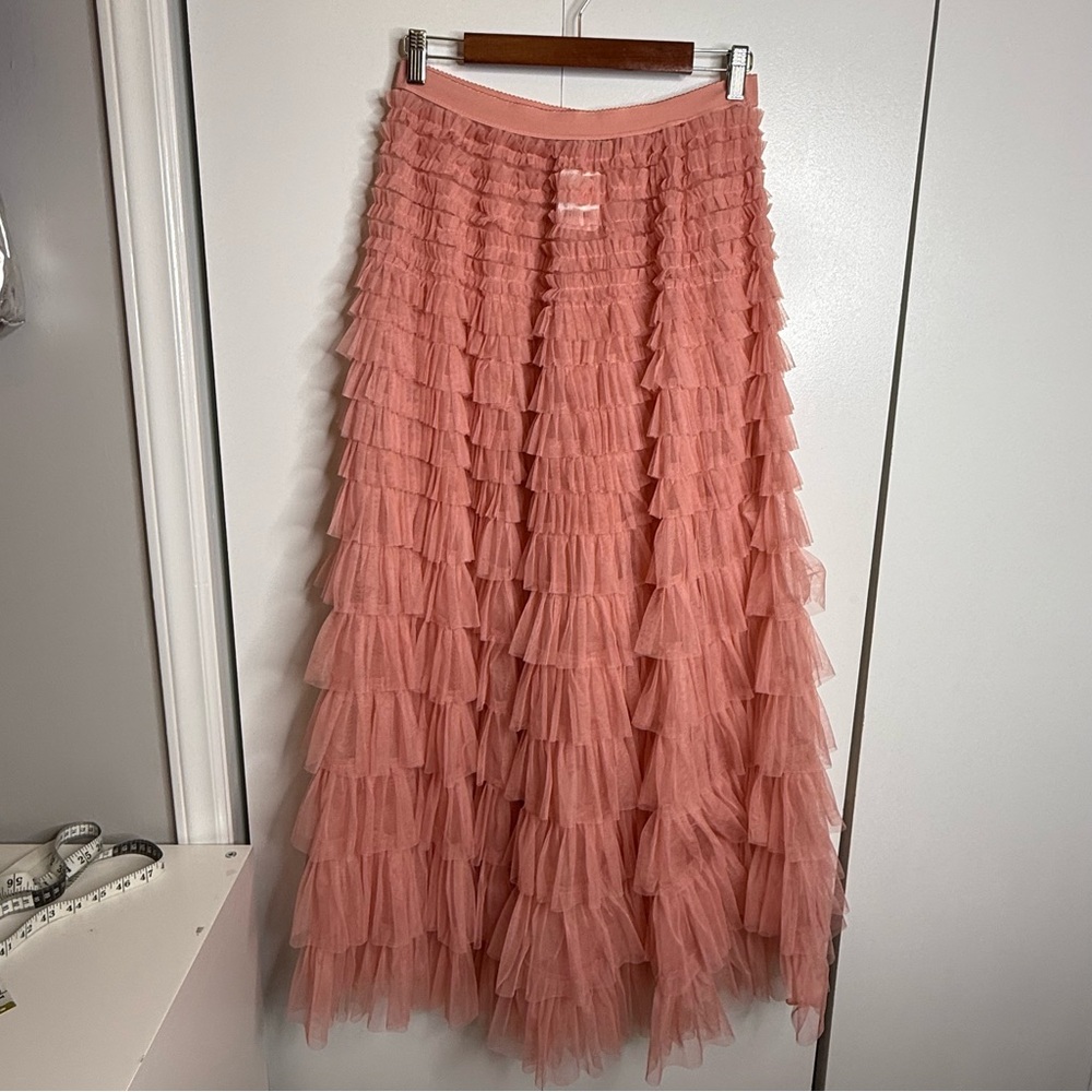 Free People Intimately Return of the Ruffle Maxi Slip Skirt Rosebush Medium NWT - Picture 6 of 10